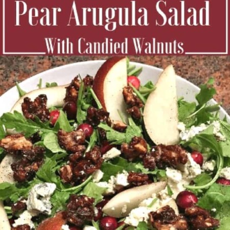 Pear, Arugula, Pear Arugula, Pear Arugula Salad, Gorgonzola, Gorgonzola Cheese, Candied, Candied Walnuts, Recipe, recipes, California Walnuts, California, Walnut, Walnuts, California Walnut, Protein, healthy, fitness, diet, food, salad, cranberries, salt, pepper, how to, Pear Arugula Salad with Candied Walnuts, Pears, Pear, Fruit, meatless, vegetarian, wholesome, holidays, holiday, holiday recipe, holiday recipes, cooking, kitchen, food blogger, dana vento