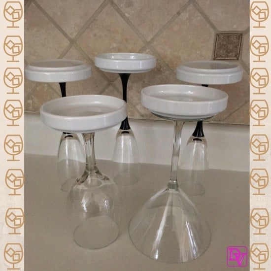 stemware, barware, drinks, glasses, martini, margarita, wine, champagne, fluted glasses, display glasses, stemware hack with barware, display glasses, cabinet, reuse, new use, diy, simple, easy, creative, dana vento