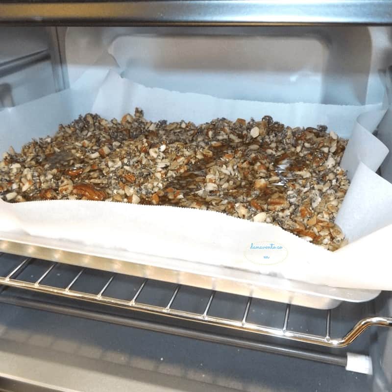 chia,nuts, almonds, pecans, coconut oil, parchment paper, sunflower seeds, chia seeds, healthy, protein packed, snacking, healthy snacking, good eats, food, foodie, food, recipe, recipes, food by dana, bake, toaster oven recipe, easy, fast, baked, homemade, food with protein, healthy fats