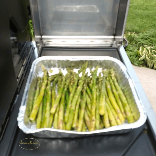asparagus on side burner of grill 