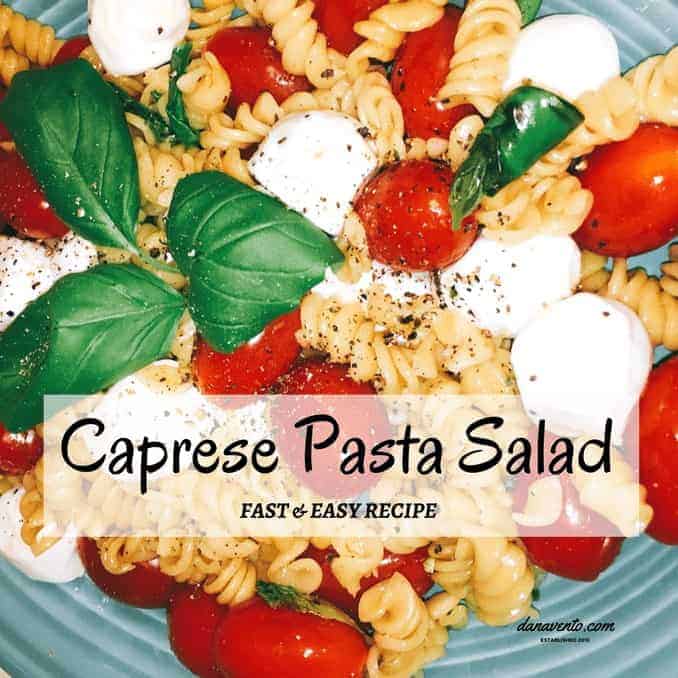 Caprese salad in bowl with basil 