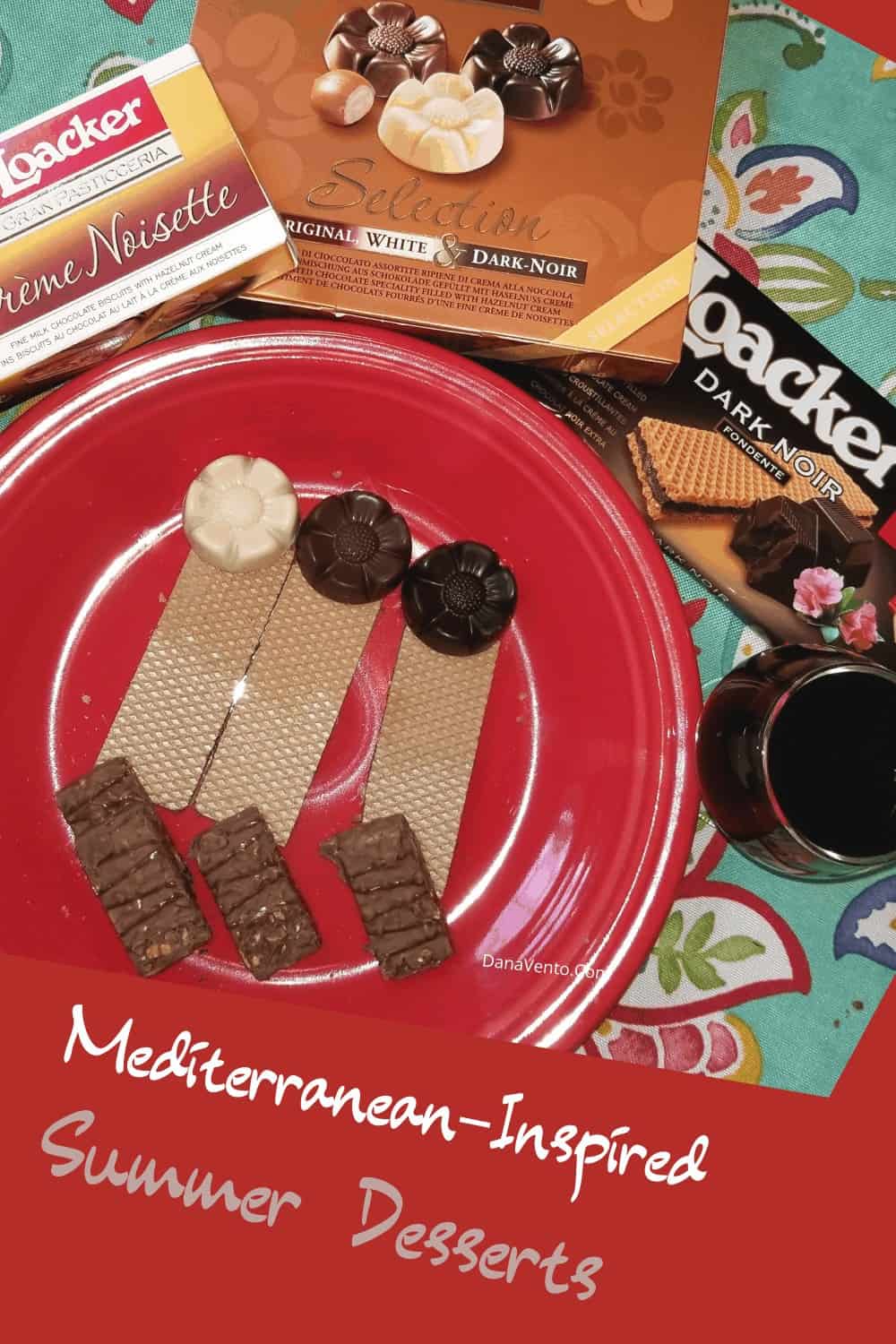 Chocolate on dessert platter with wafers 