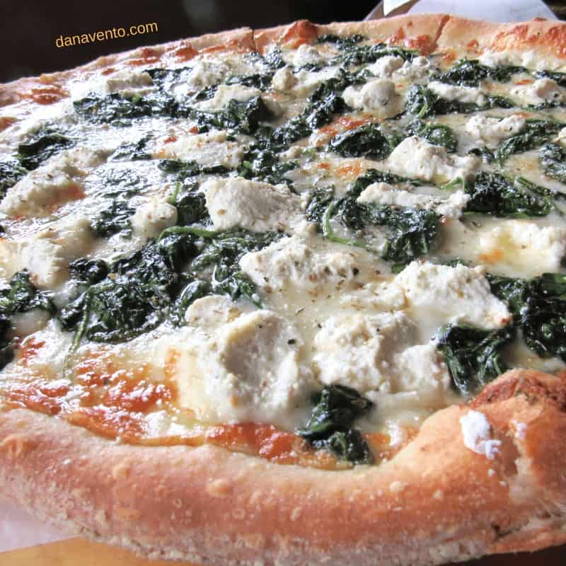 White Pizza mozzarella, ricotta, romano, fresh garlic, olive oil with your choice of spinach or broccoli