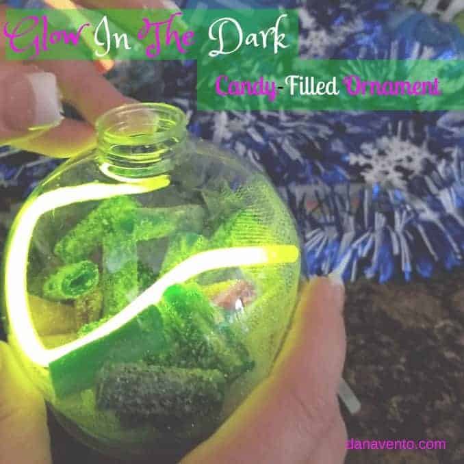DIY glow in the dark candy filled ornament