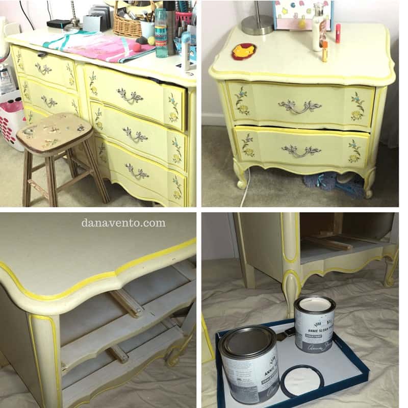 Yellow furniture before chalk paint