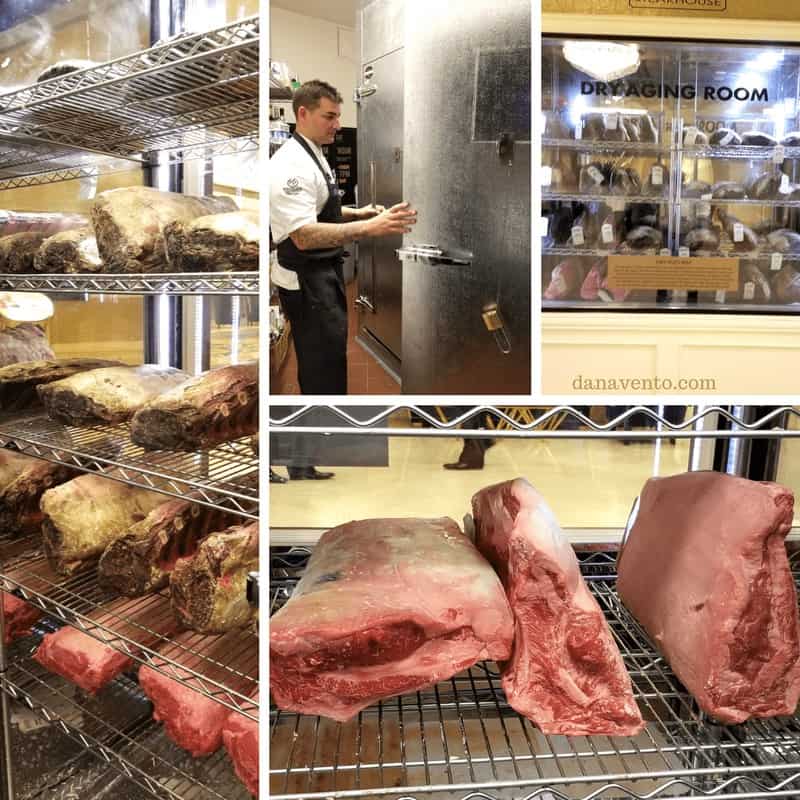 Inside EDGE restaurant with Executive Chef  in dry aging meat room 
