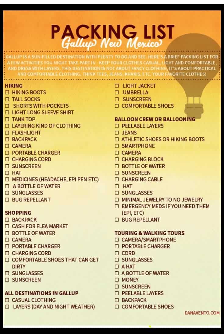 New Mexico summer packing list for Gallup outdoor adventures 
