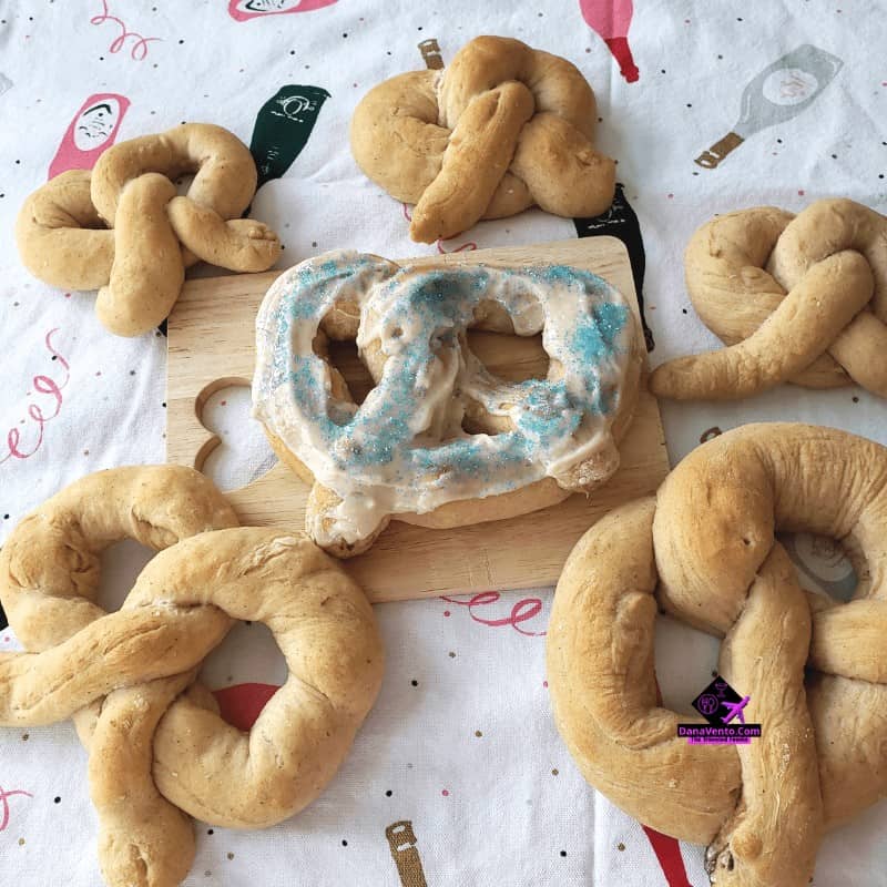 homemade cinnamon pretzel with dough can be used for new year's eve 
