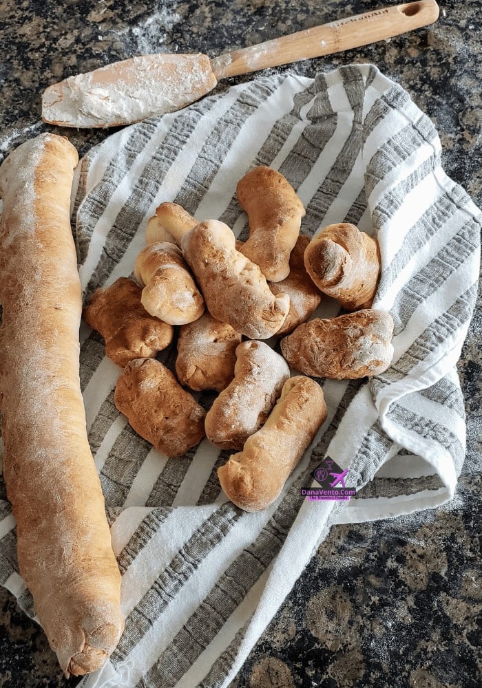  French Baguettes on a towel 