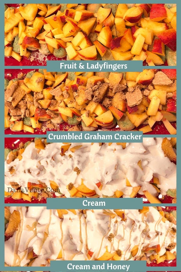Delicious and Easy Peach Mascarpone Ladyfingers, fresh peaches, summer recipe, fast, easy, delicious, no bake recipe, no baking required, graham crackers, honey, caramel, dessert, summer dessert, seasonal dessert, farm market, south carolina peaches, chunk, cut, ladyfingers, friends, families, take along food, most requested recipe, Italy, bites, spoon, rich, delicious, satisfying, quick, refrigerated, homemade, hand crafted, kitchen, alcohol, creamy, culinary, recipe, easy recipe, recipe video