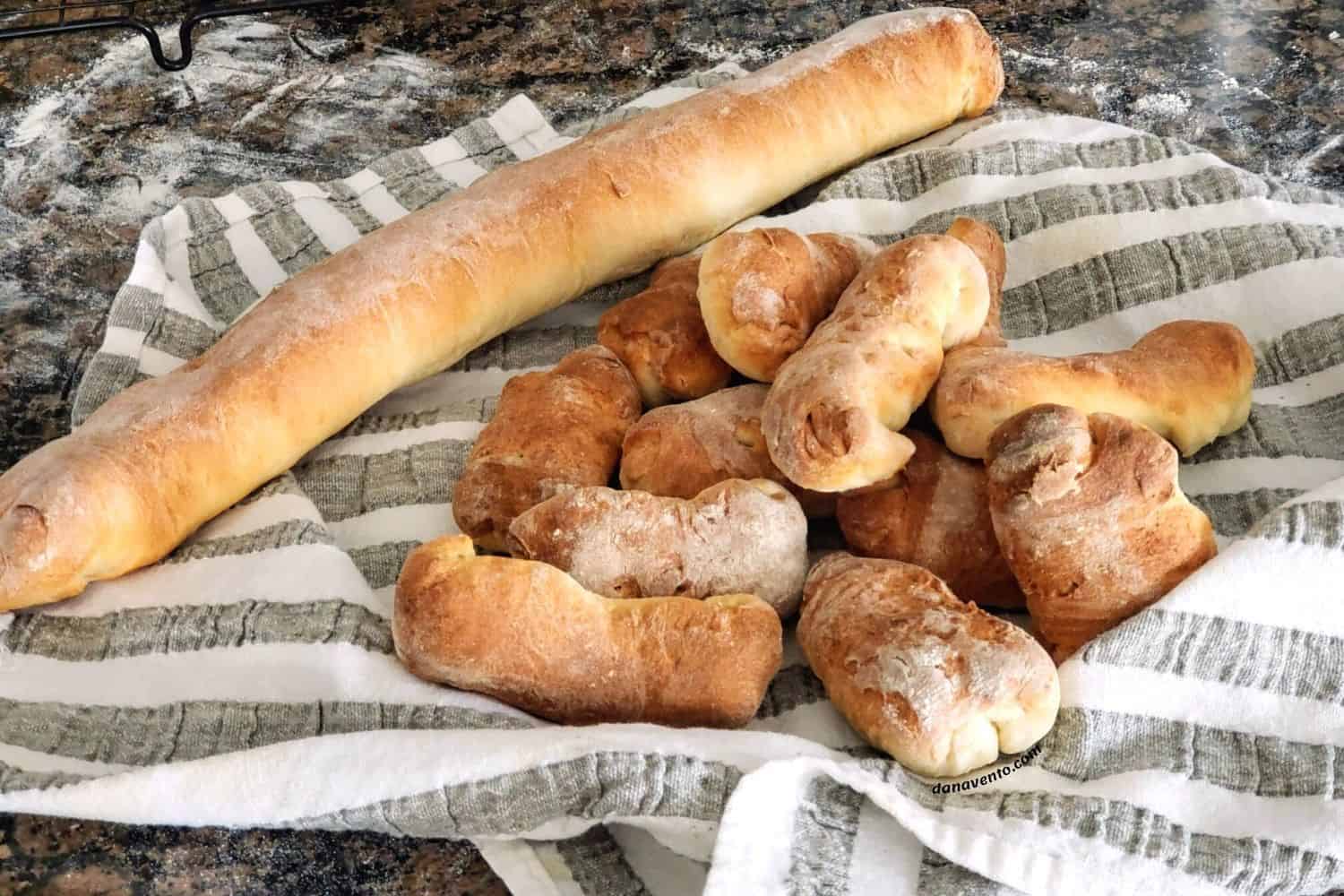 Easy French Baguette Bread loaves and buns
