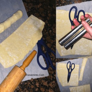 cream horn parchment paper and rolling pin