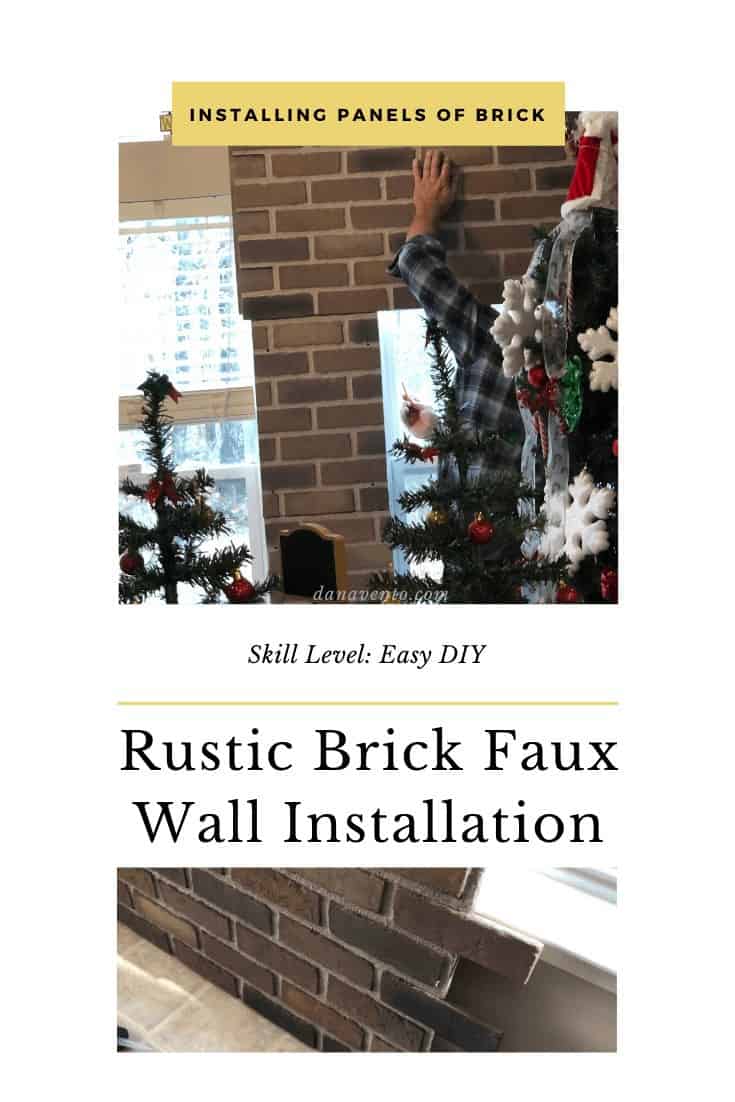 DIY Interlocking Rustic Brick Faux Wall Installation panel by panel 