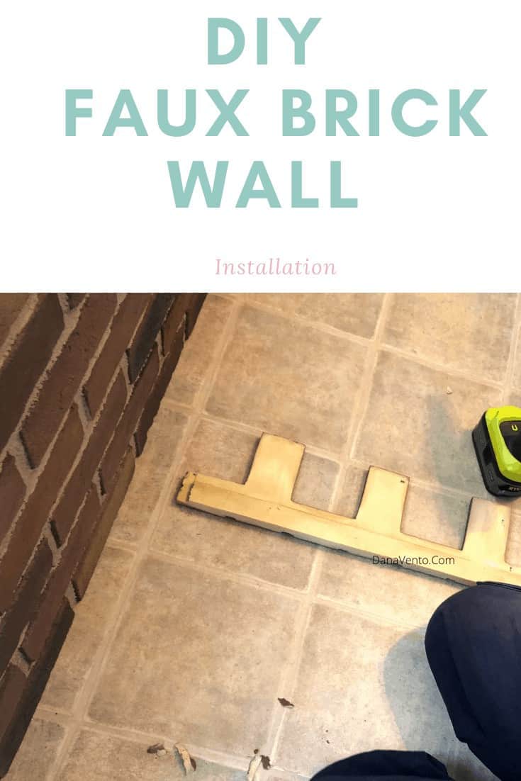 Gluing the panel onto the faux brick wall