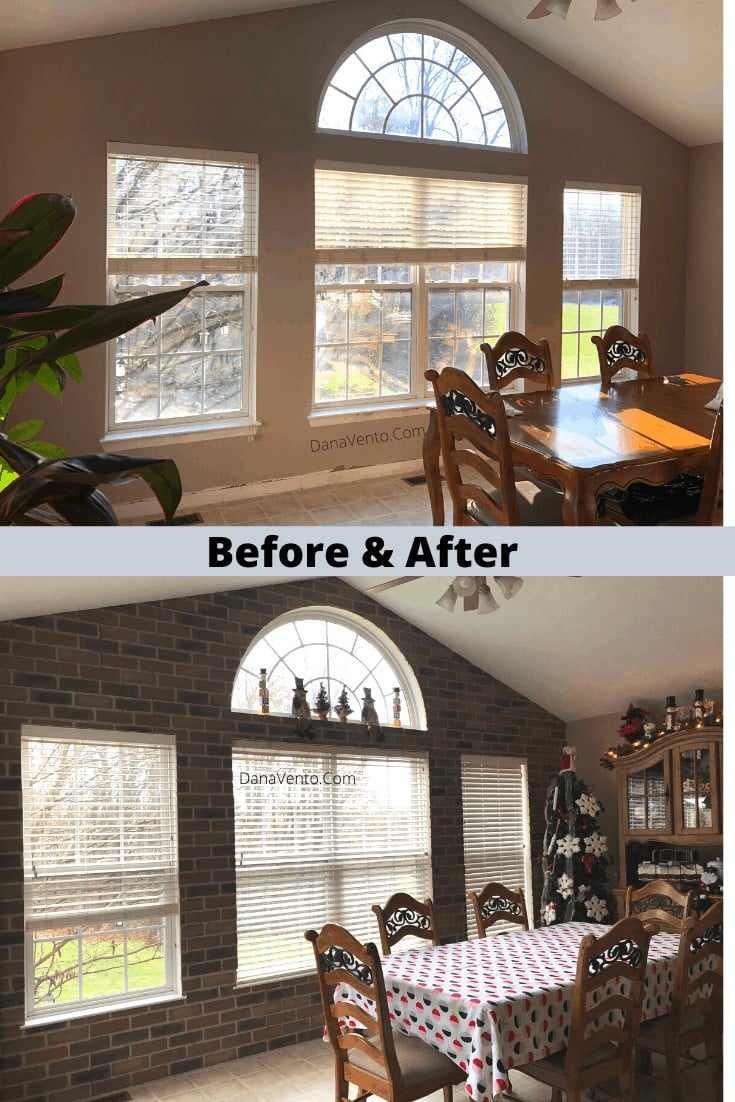 DIY Interlocking Rustic Brick Faux Wall 38 DIY Interlocking Rustic Brick Faux Wall Installation before and after