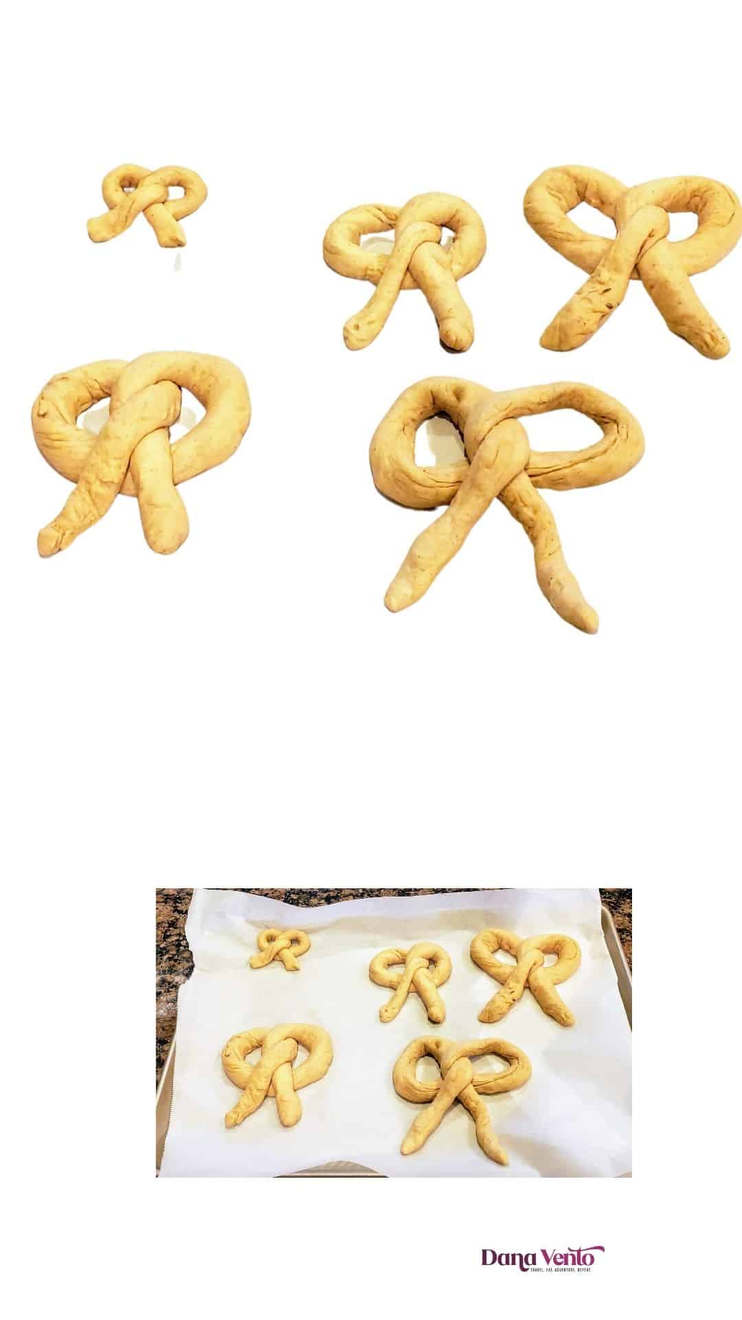 pretzels shaped in different sizes 