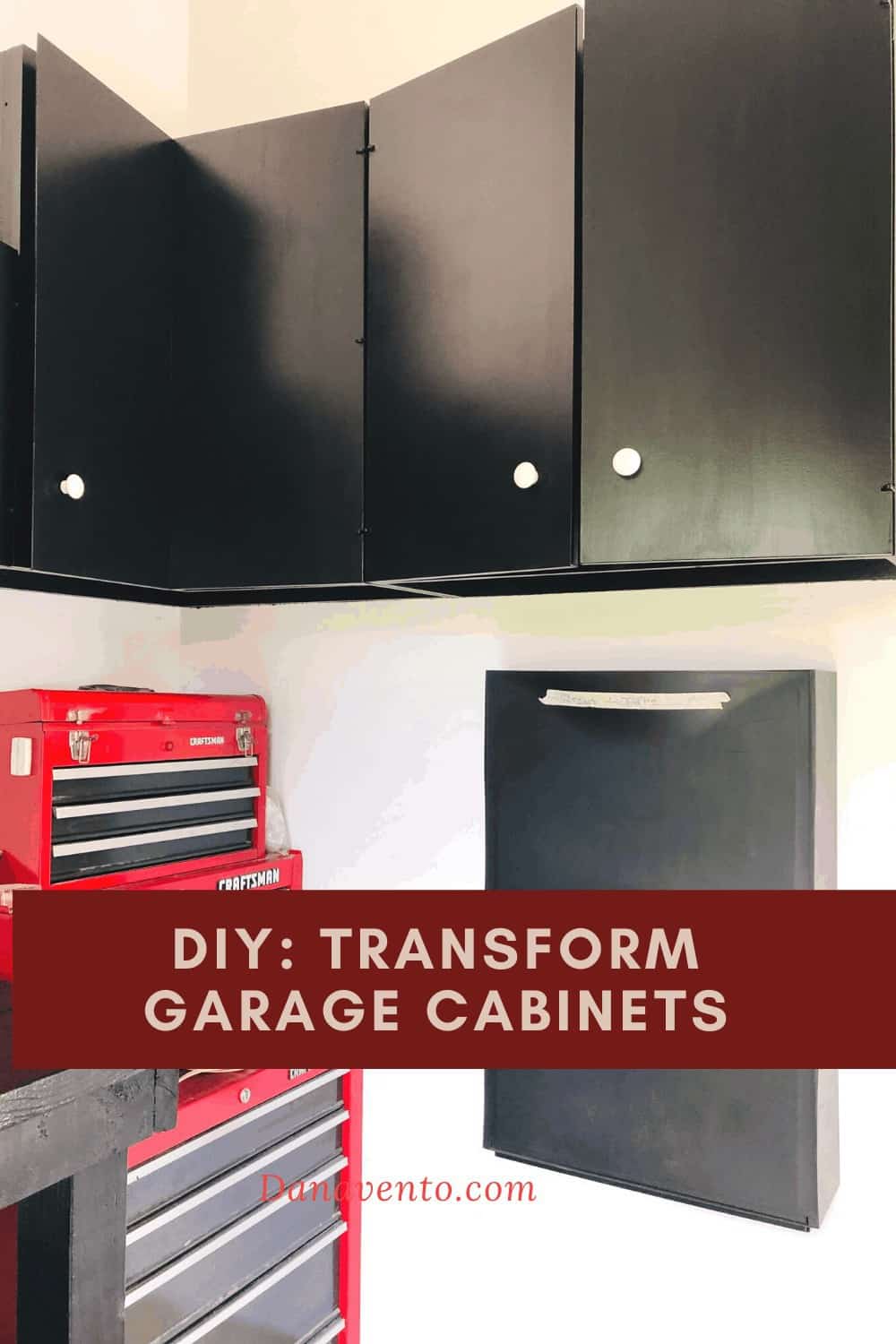 Black Deco NUVO Paint on Garage Cabinets DIY - Paint cabinets. DIY 