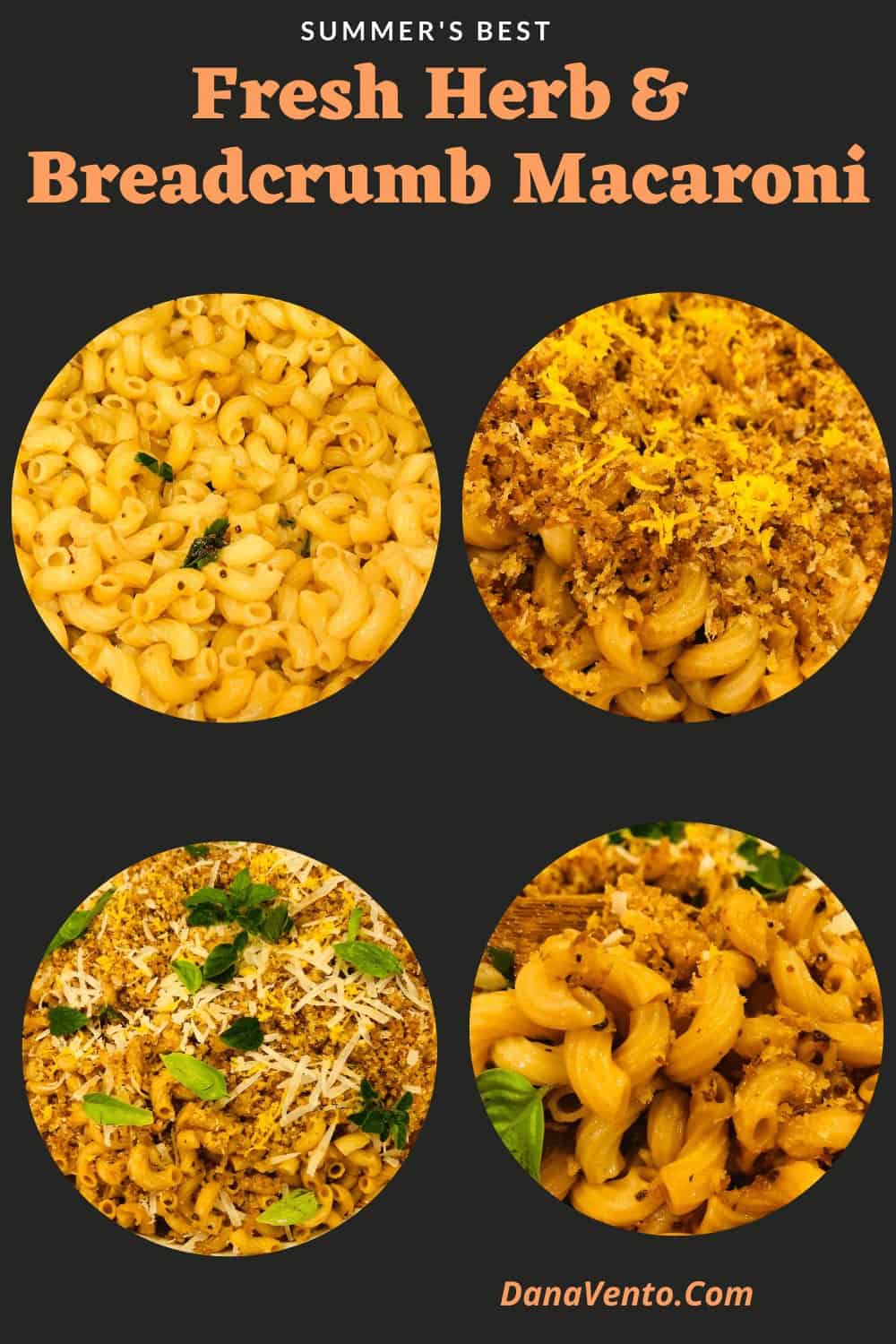 stages of herb breadcrumb pasta