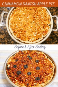Before and After Baking Cinnamon Danish Apple PIe