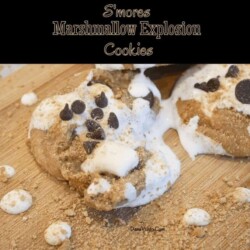 S'mores Marshmallow Explosion Cookies on table