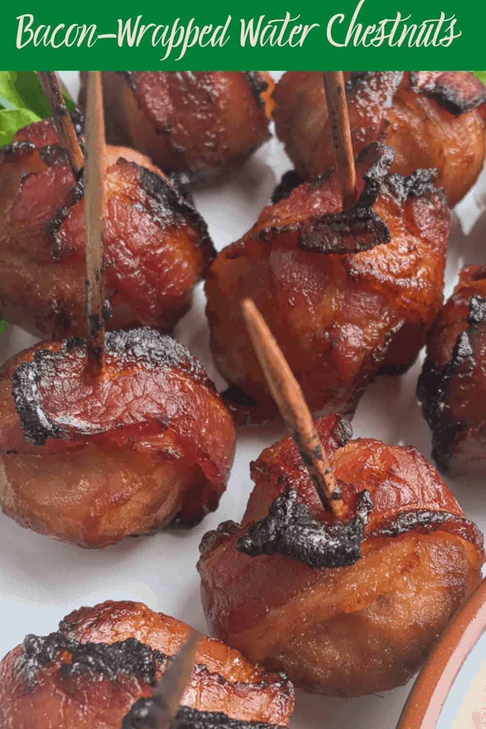 water chestnuts wrapped in bacon and cooked 