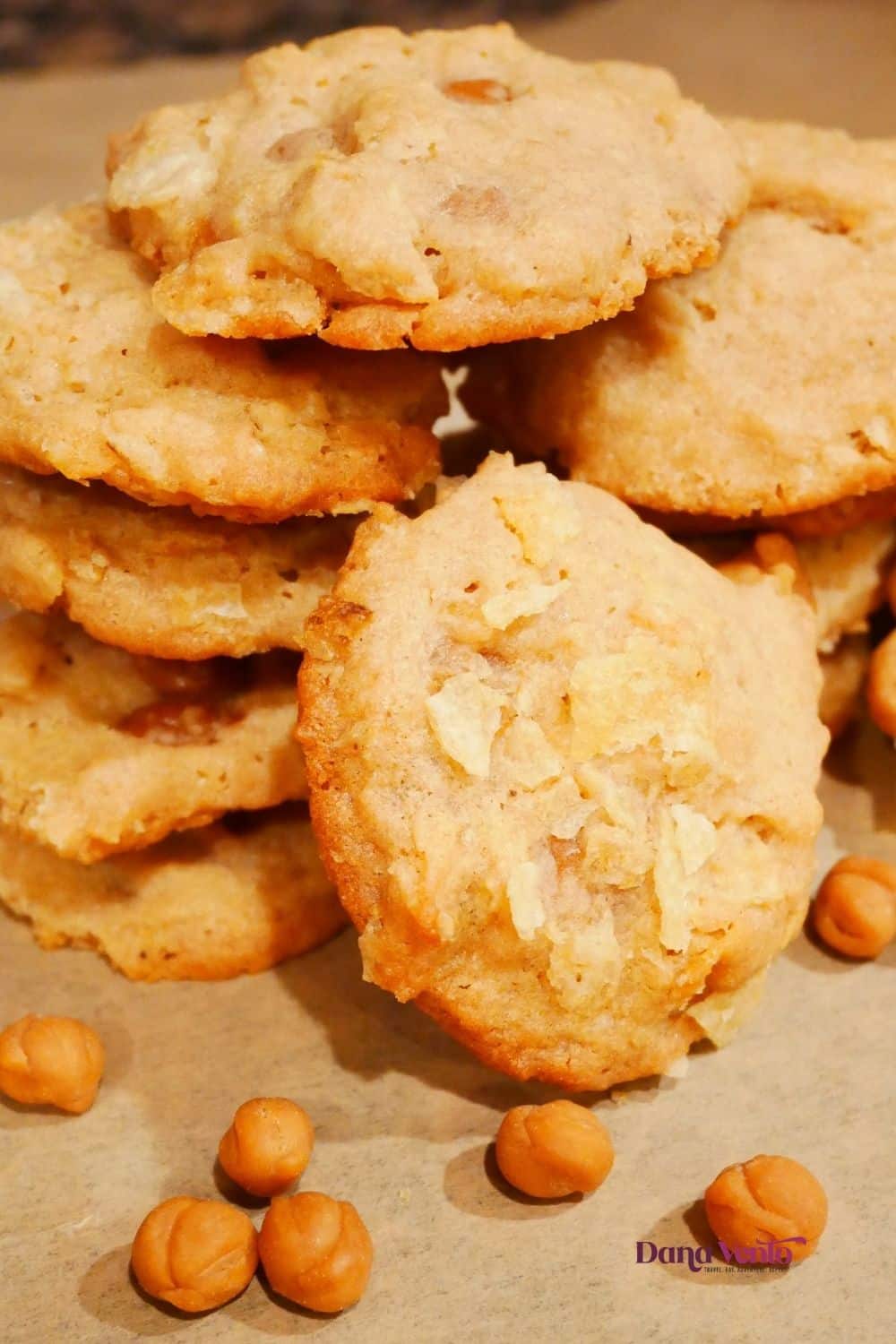 sweet and salty potato chip cookies piled up