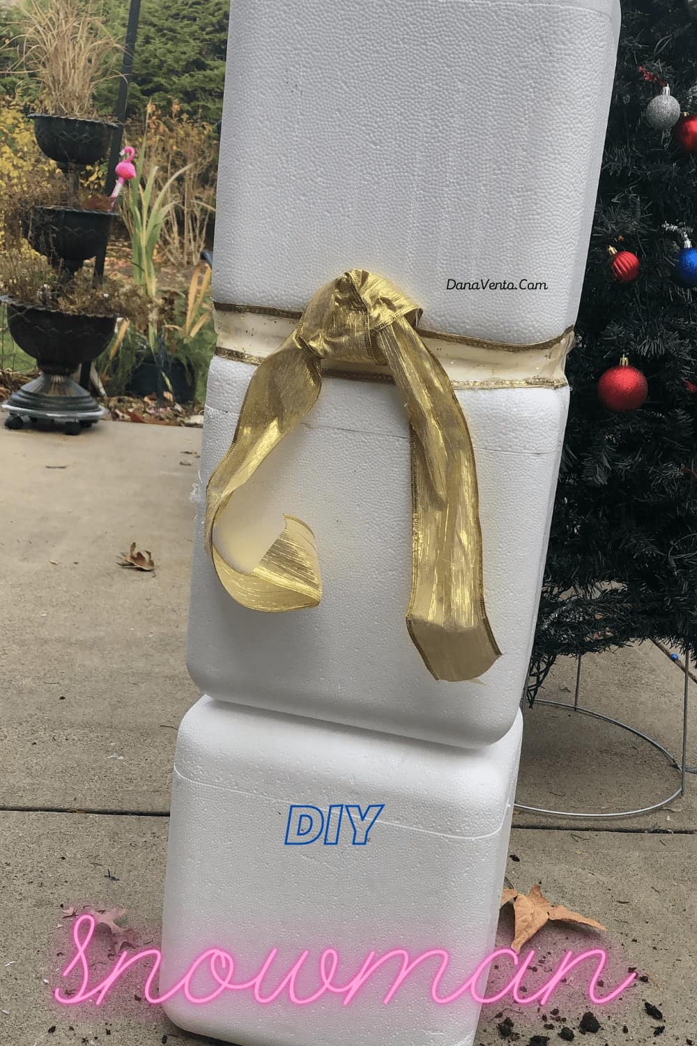 DIY Styrofoam Cooler Snowman That Won't Blow Away.