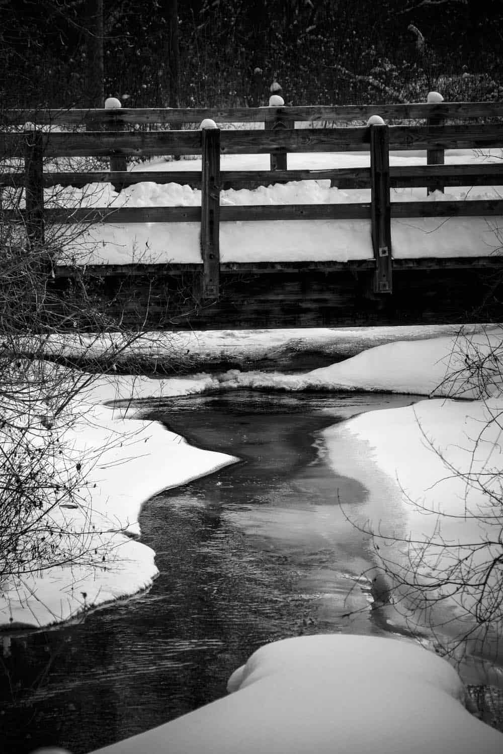 Winter weather and bridge in Michigan