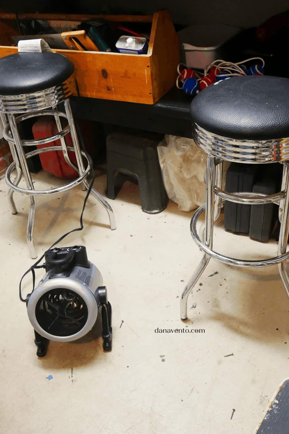 Portable Heater On Floor In garage workshop