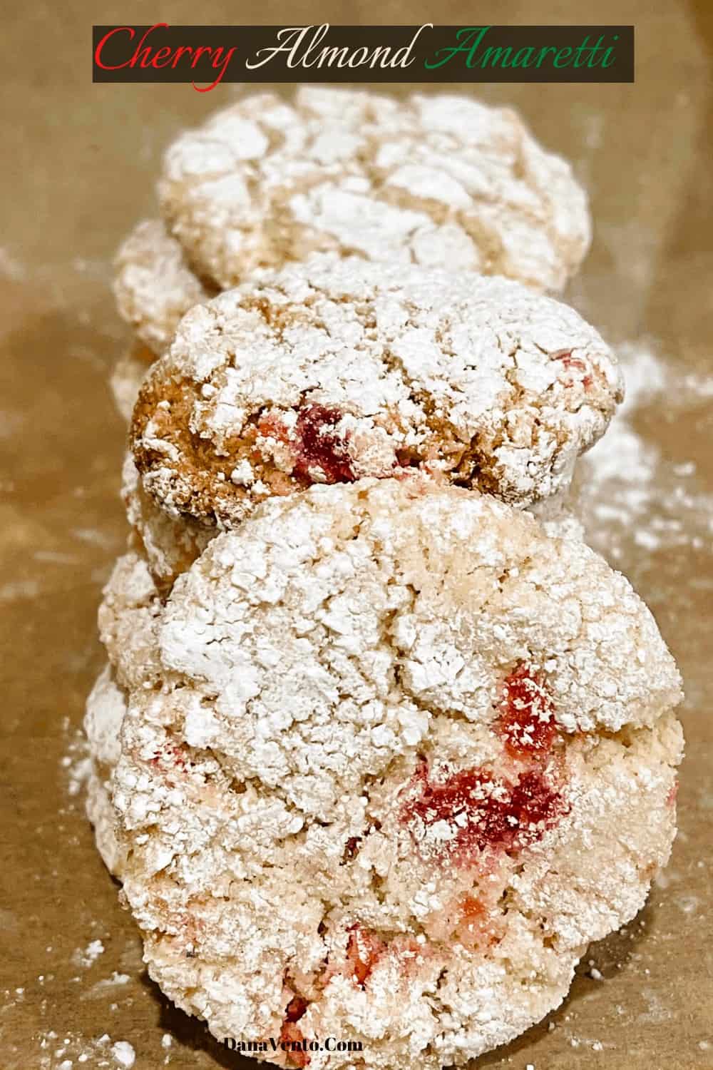 row of cherry almond amaretti