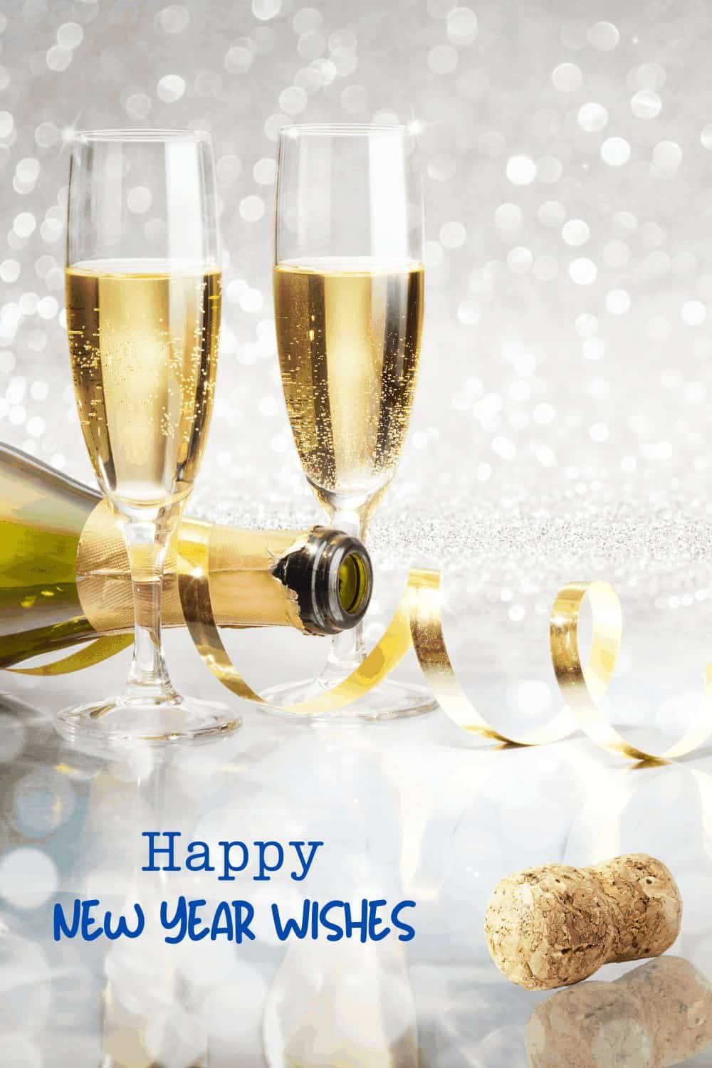 Happy New Year Wishes champagne glasses 