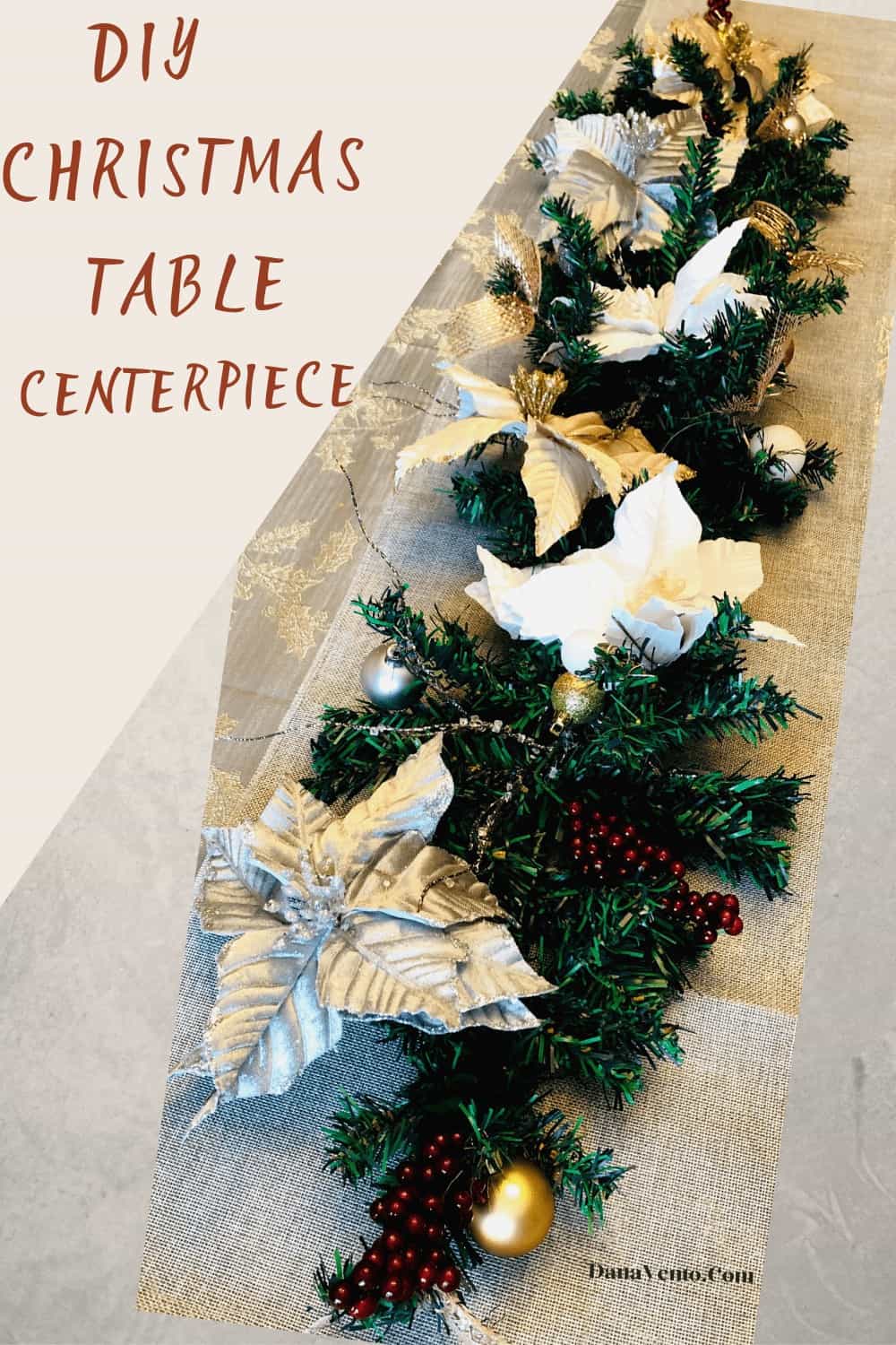 Christmas Table Centerpiece on table 