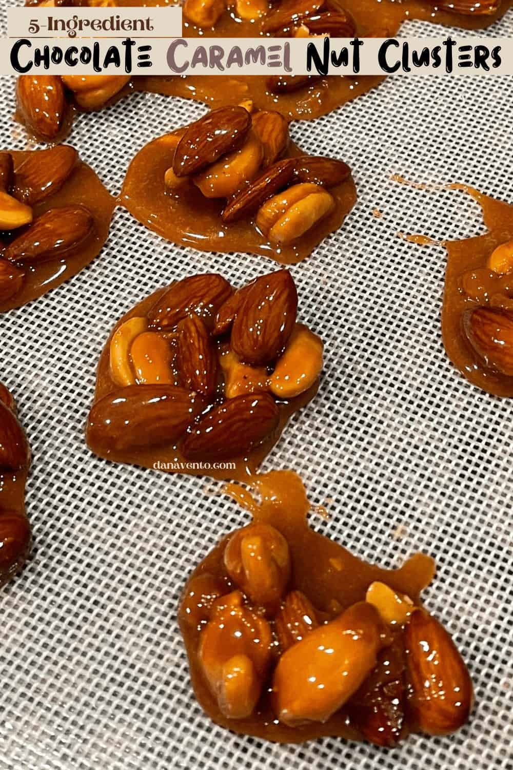 nuts in caramel on silcone mat
