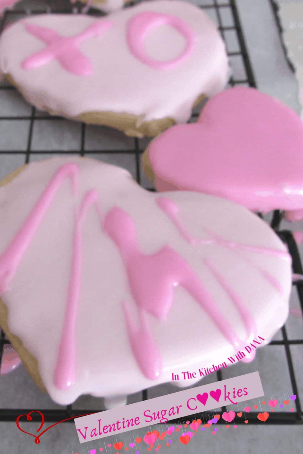 Sugar Cookies iced on rack Signature recipe for cut-outs and Valentine's Day