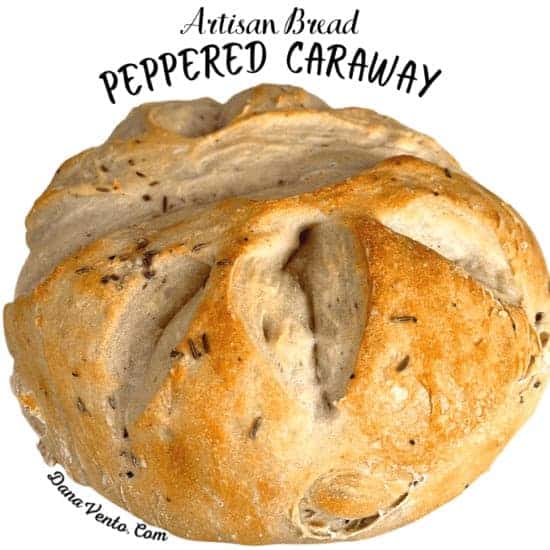 round loaf of peppered caraway bread 