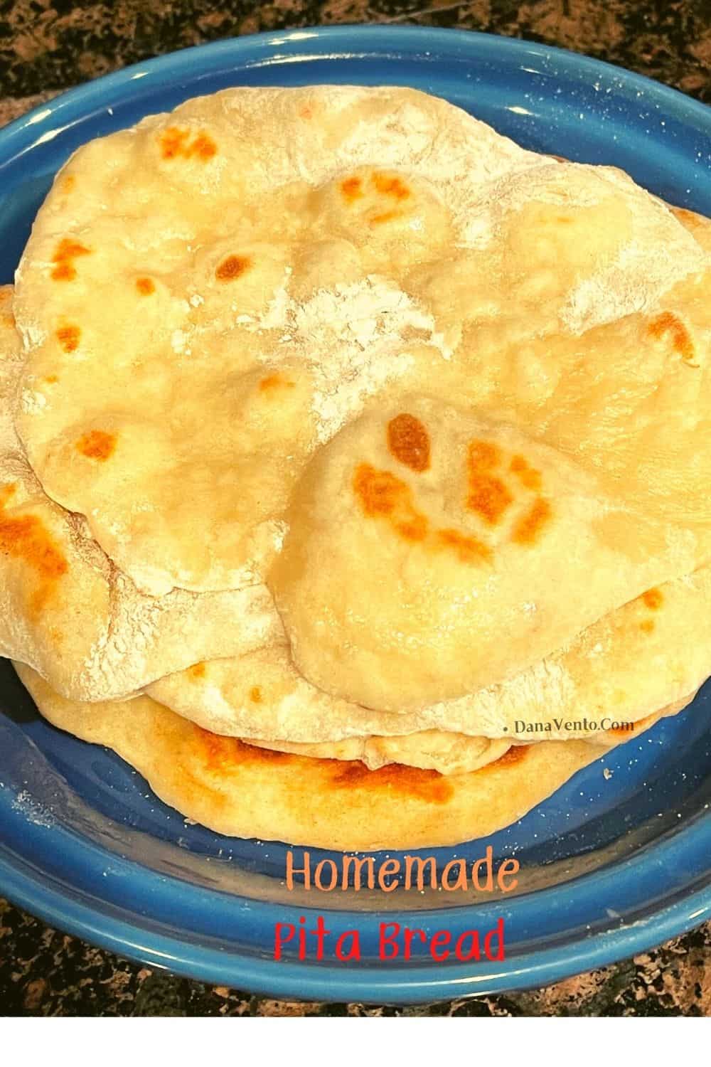 Homemade Pita bread in a frying pan