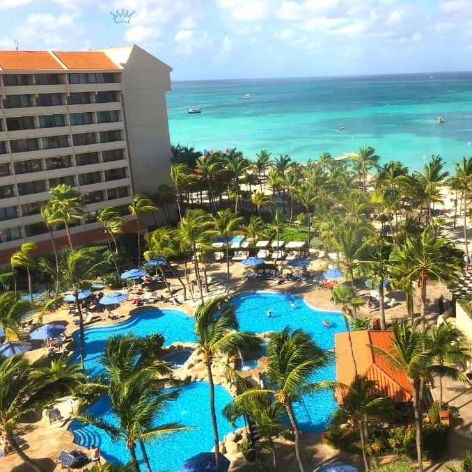 stunning all inclusive Aruba Palm Beach resort from room view