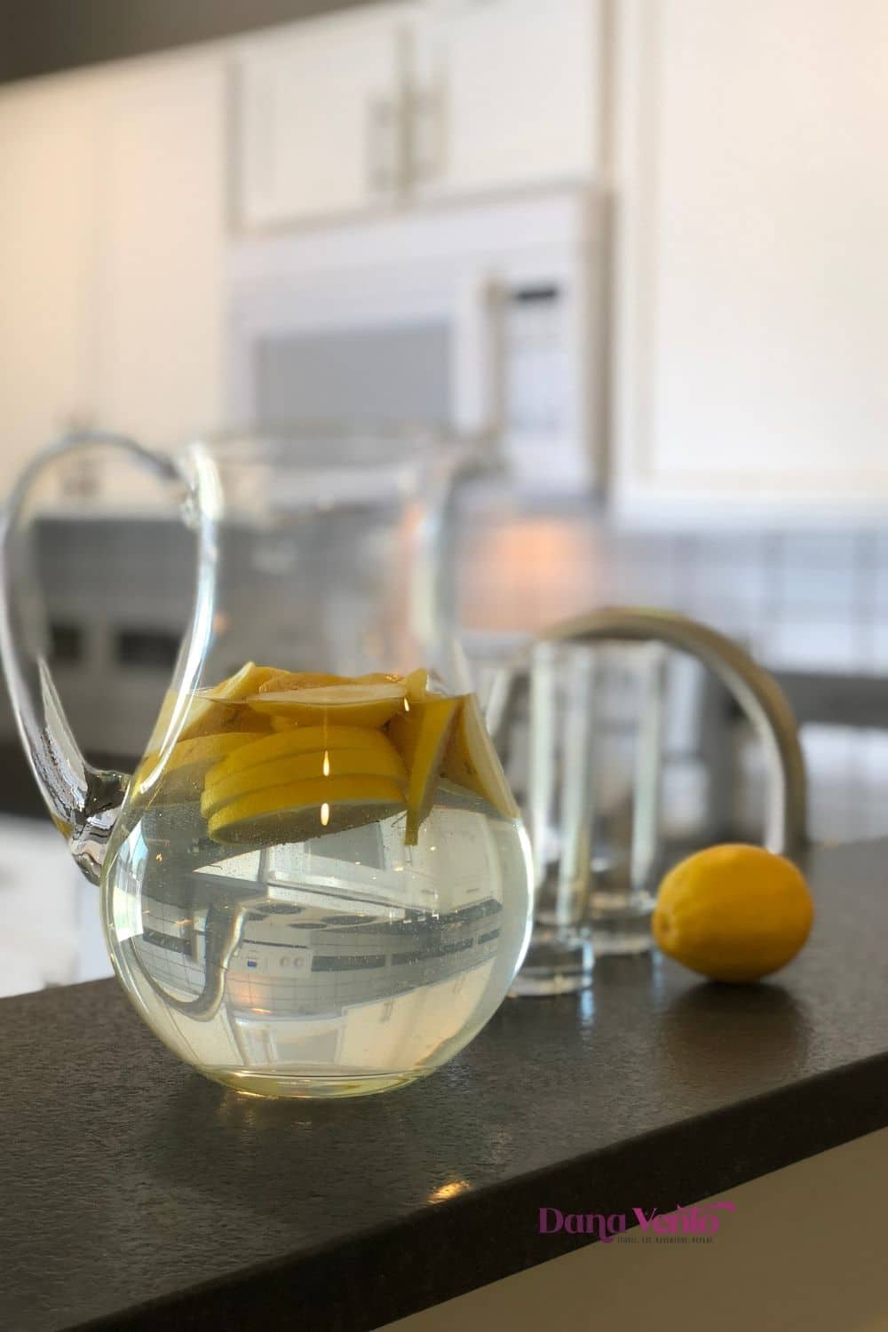 Lemon Water in a pitcher