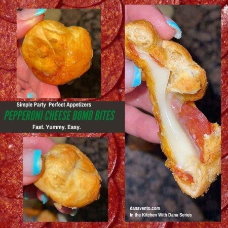 Pepperoni Cheese Bomb Bites open and closed bites