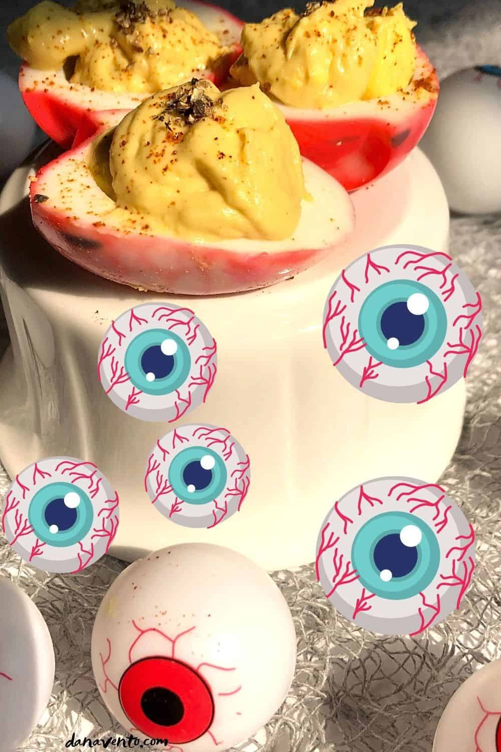 bloodshot deviled egg eyes with extra eyeballs