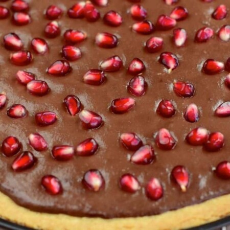 rich and versatile chocolate ganache tart with pomegranate