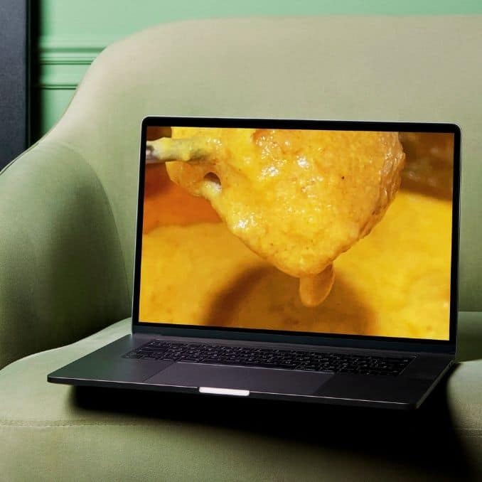 Beer Cheese Fondue on Laptop