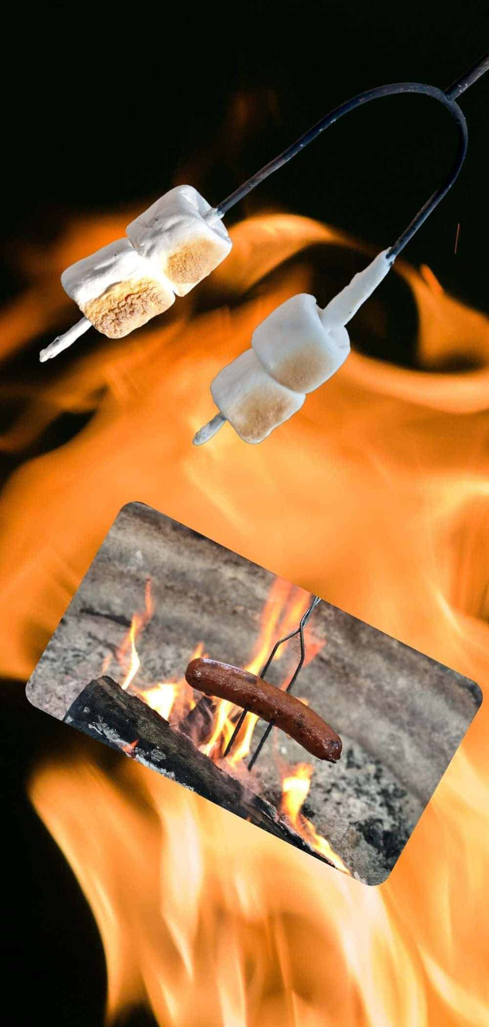 roasting hot dogs and marshmallows