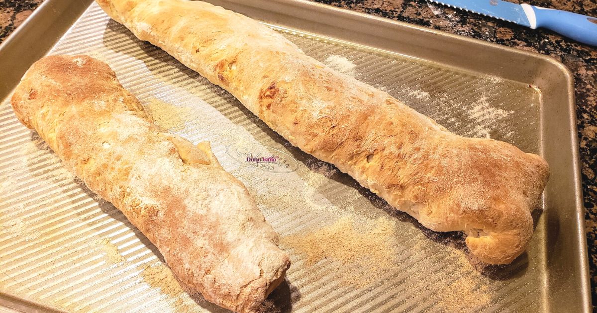 Easy crusty French baguette Bread on a tray