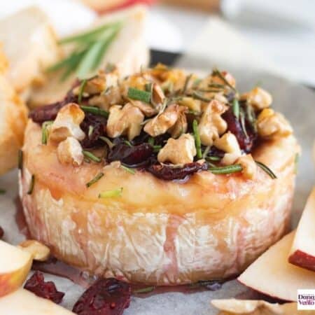 Baked Brie with Cranberries and Walnut up close
