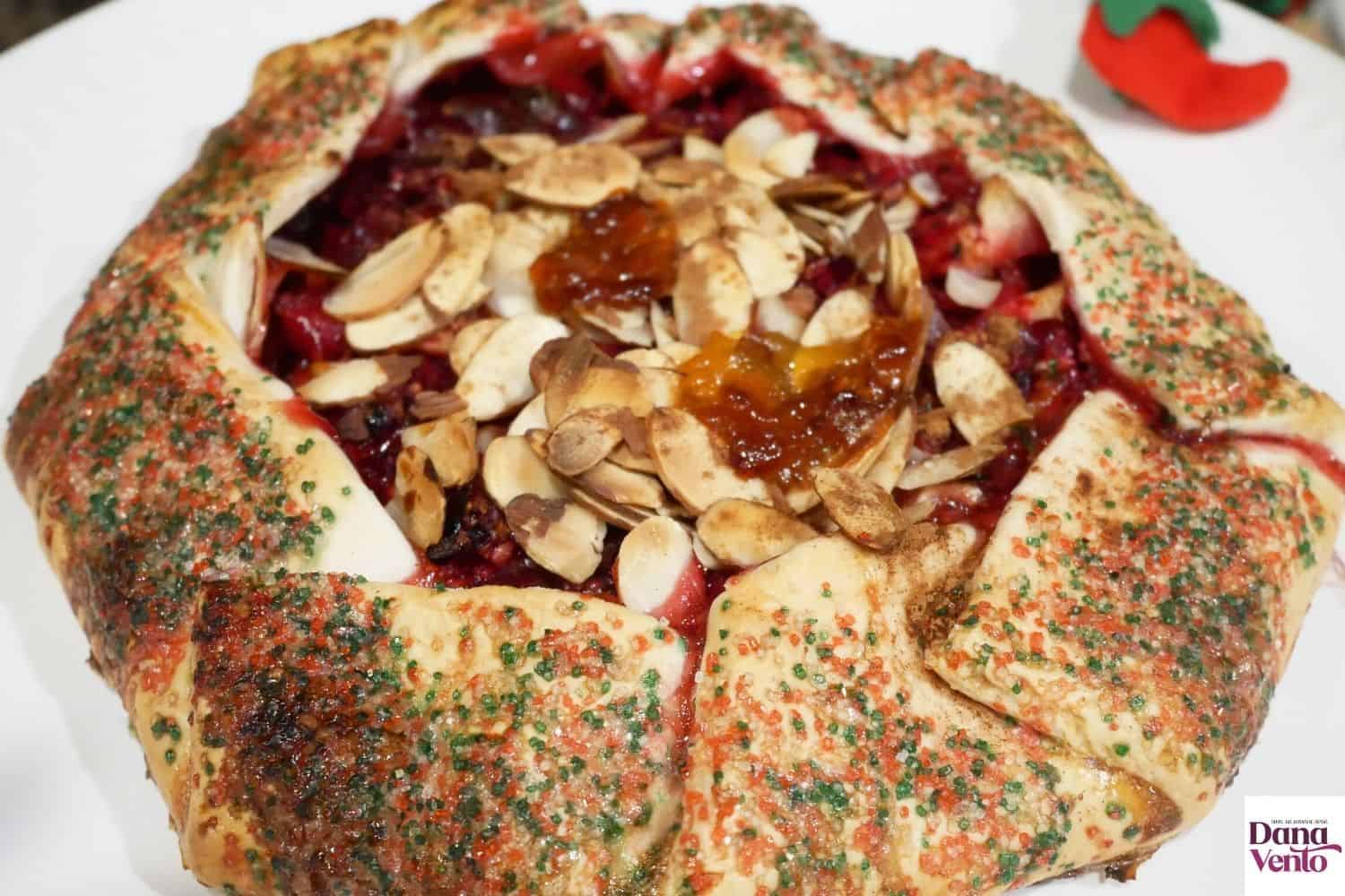 Holiday apple cranberry open pie
