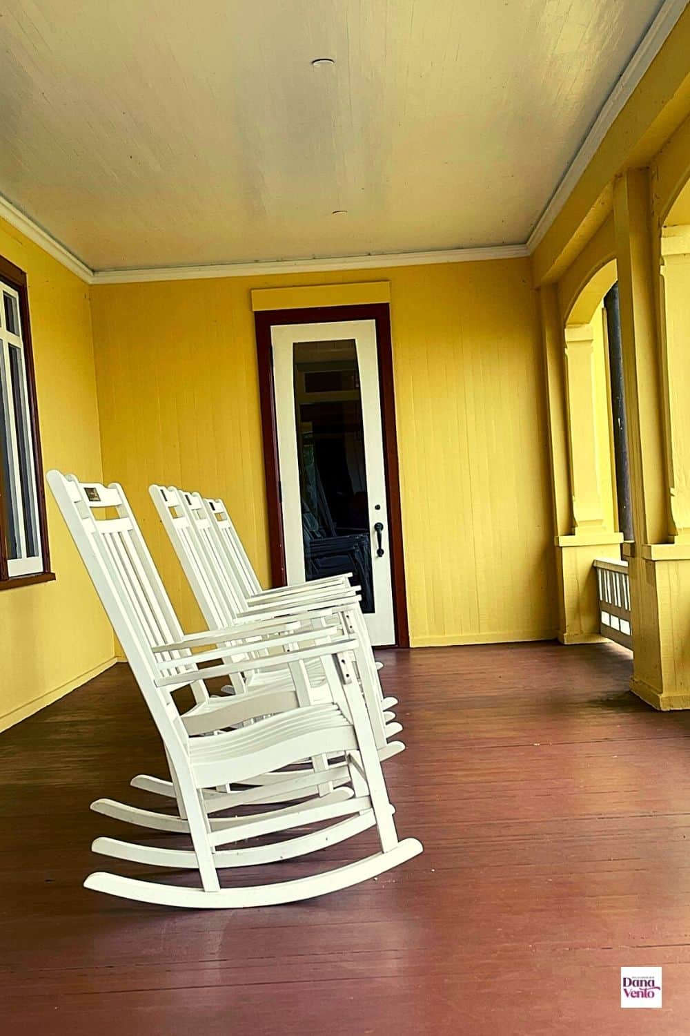rocking chairs on front porch of Whalehead in Historic Corolla Park
