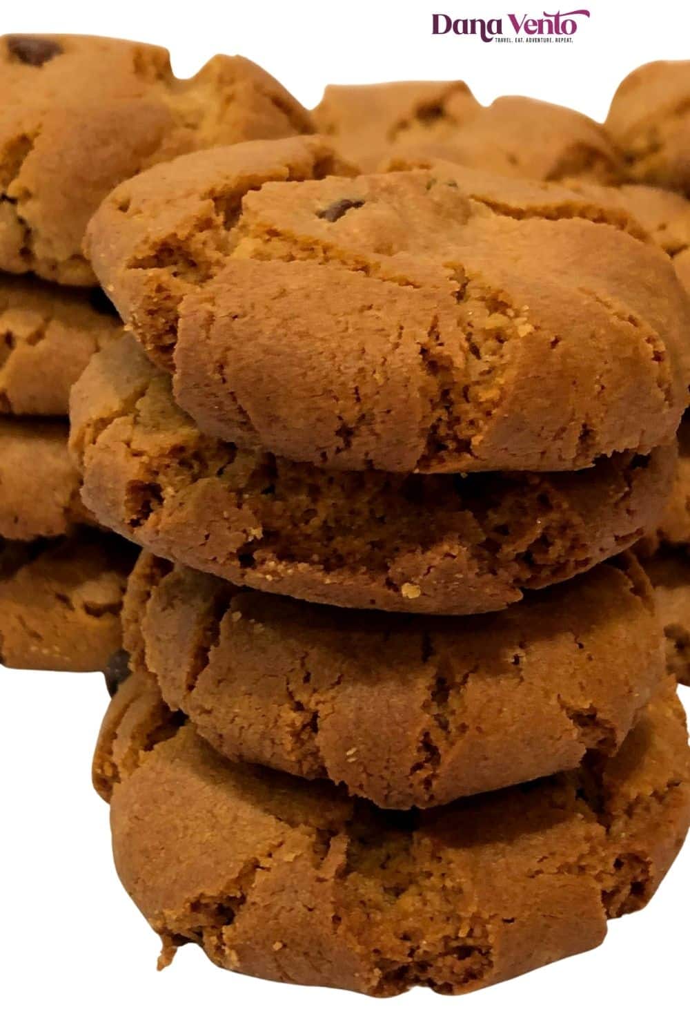 4 stacked simple peanut butter cookies