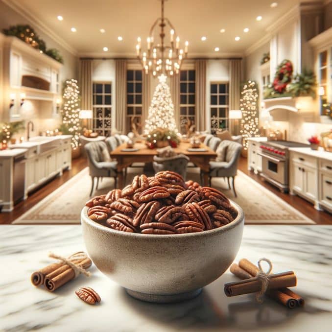 Sweet, Spicy, Crunchy: These Spiced Peppered Pecans Will Drive You Nuts! 9 Peppered Cinnamon Spiced Pecans on a countertop