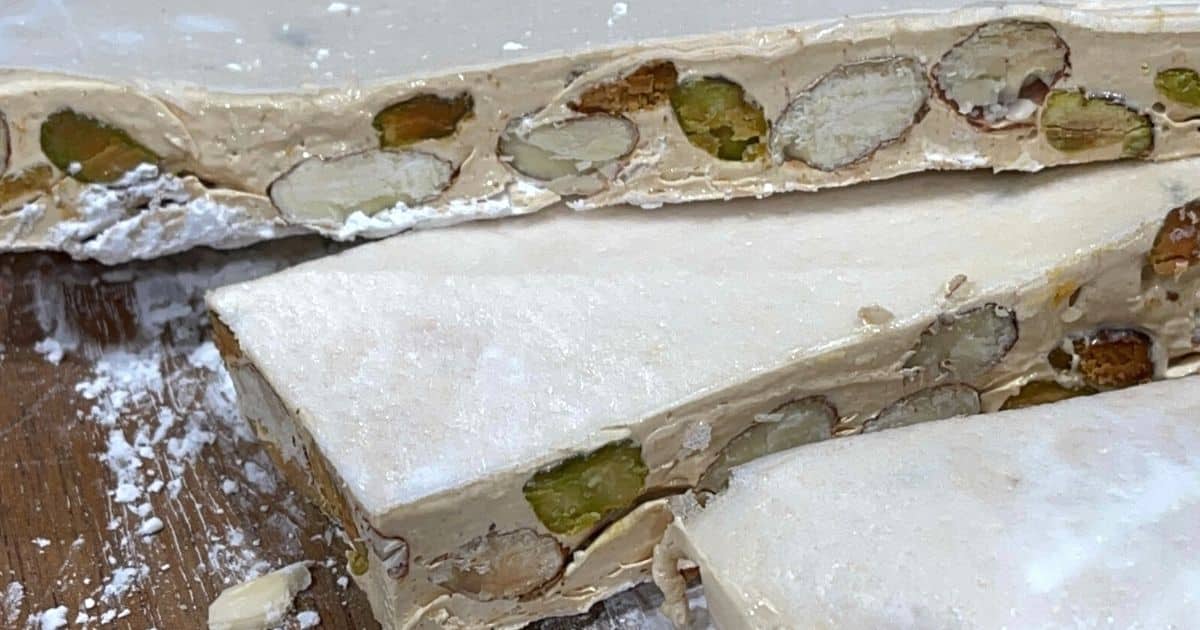 homemade Italian Torrone up close